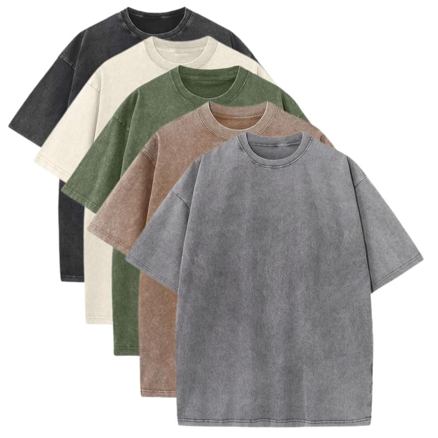 T-Shirts Pack:Unisex Cotton Crew T Shirts Bulk Short Sleeve Heavyweight Vintage Tees Mix Colors Clothes - countrycottagebarn