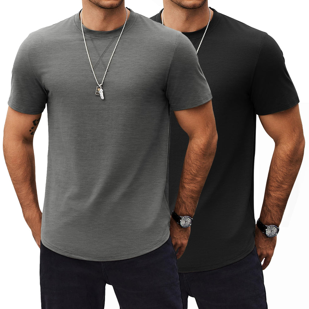 COOFANDY Mens Casual T Shirts Short Sleeve Cotton Tee Shirts Hipster Hip Hop Longline T-Shirt Basic Summer Tops - countrycottagebarn