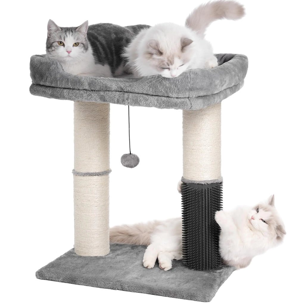 Pawfessor Cat Tree Tower for Large Cats Cat Scratching Post with 20x15.7”Large Top Bed Cat Self Groomer Thick Scratch Post [Dia=4.5”] and Danging Ball Great for Large Indoor Cats - Large Grey - countrycottagebarn