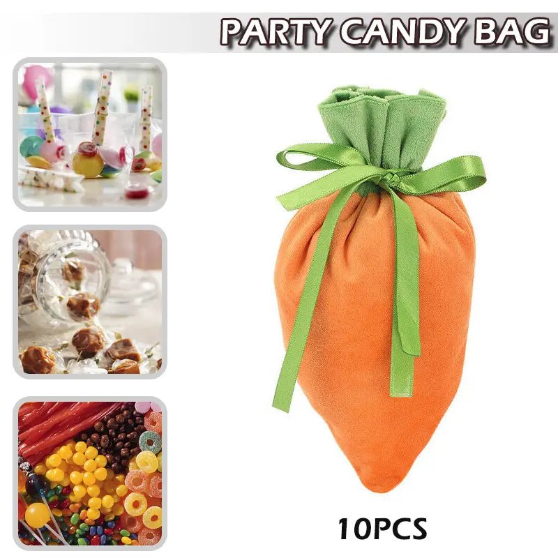 10pcs Velvet Carrot Gift Bags for Easter & Parties - countrycottagebarn
