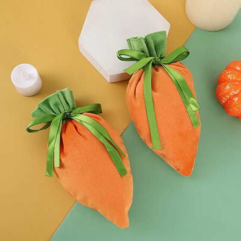 10pcs Velvet Carrot Gift Bags for Easter & Parties - countrycottagebarn