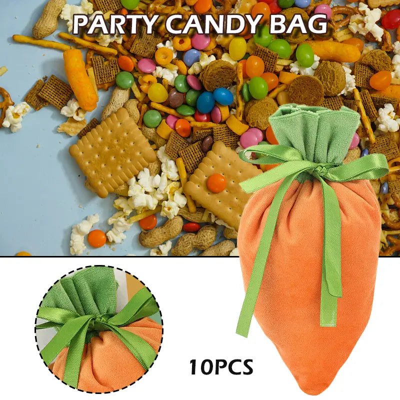 10pcs Velvet Carrot Gift Bags for Easter & Parties - countrycottagebarn