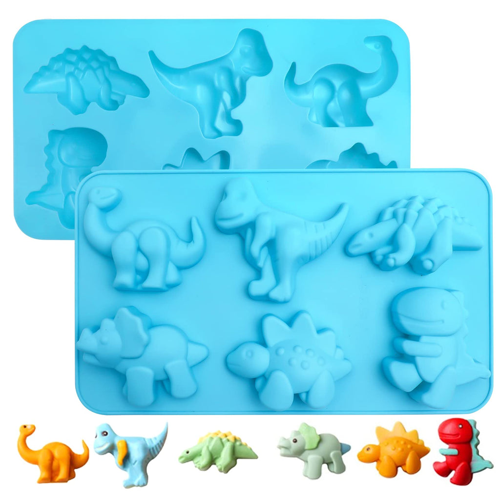 Spmarkt Dinosaur Silicone Mold 11inch*6inch Blue Dinosaur Candy Chocolate Molds Animal Dinosaur Shape Jello Molds for Children Dino Cookie Cutters Molds Tool Making Candy Pudding Crayon…