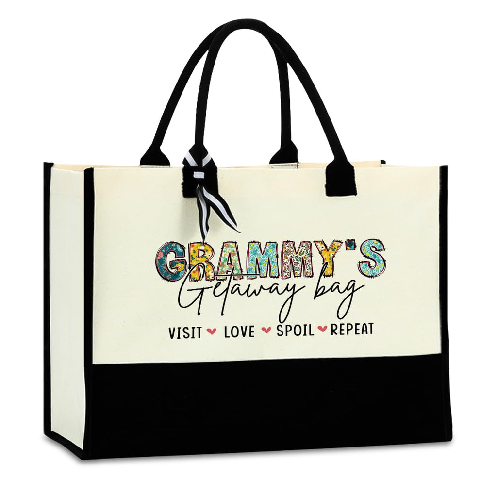 Grammy Gift Ideas Grandma Gifts Flowers Canvas Waterproof Tote Bag for Women Reusable Grocery Bags Beach Bag Best Grandma Gifts Mothers Day Grandmothers Day Birthday Thank You Gifts Ideas for Grandma - countrycottagebarn