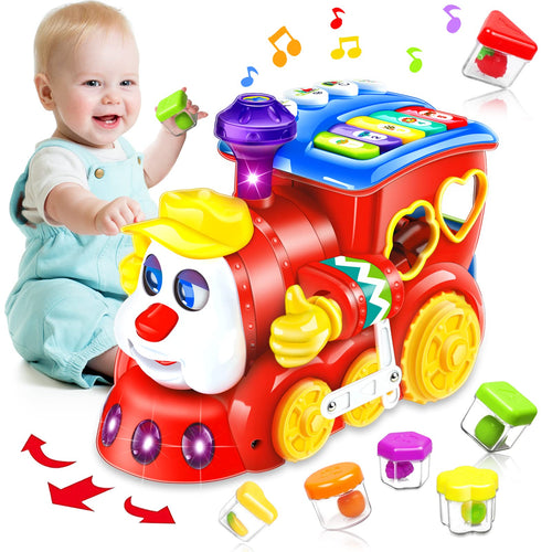 Baby Toys for 1 Year Old Boy Girl Gift Musical Train Baby Toys 6 - 12 12 - 18 MonthsEarly Educational Learning Montessori Kids Toys with Blocks/Light Toddler Christmas Birthday Gifts for 1 2 3 Year Old - countrycottagebarn