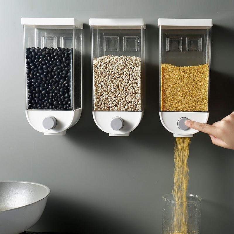 Wall - Mounted Kitchen Multi - Grain Sealed Jars - countrycottagebarn