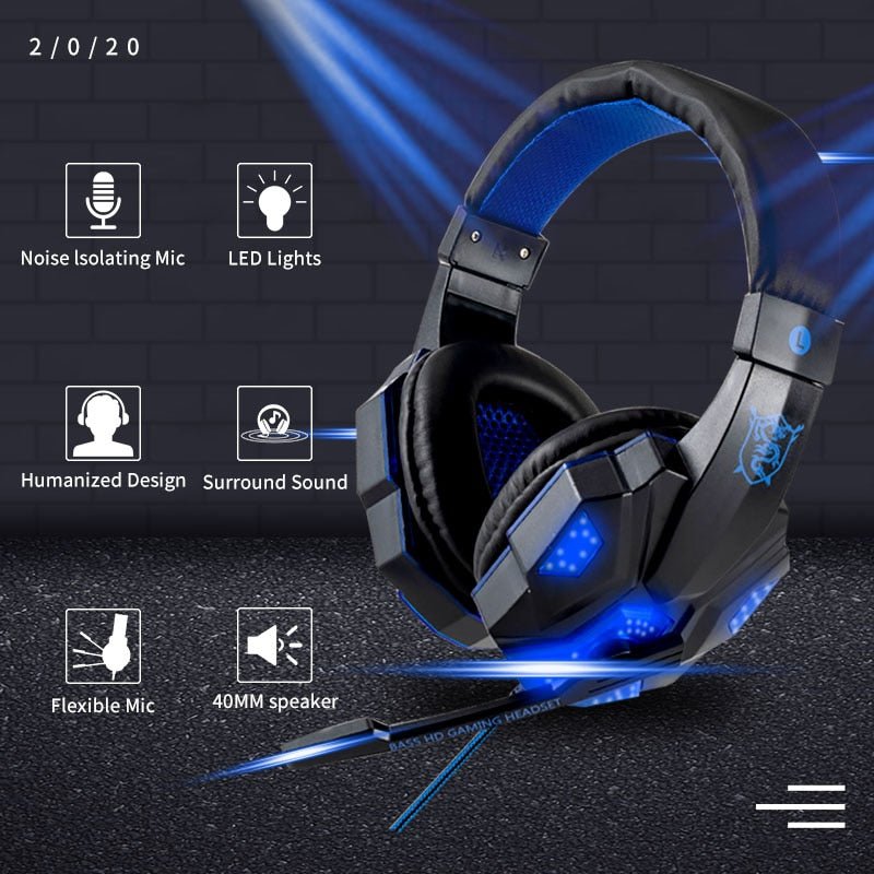 Led Light Wired Gamer Headset - countrycottagebarn