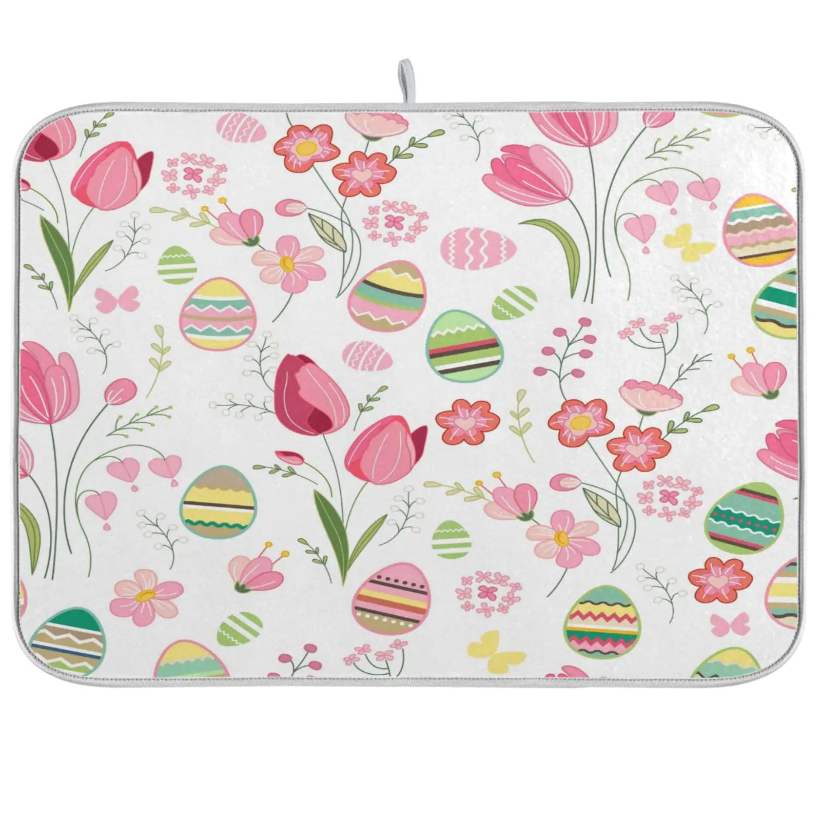 ALAZA Spring Eggs Flowers Easter Decorations Dish Drying Mat for Kitchen Ccounter Absorbent Microfiber Small Drying Pad Dish mats for Kitchen Countertops 16 x 18 Inch - countrycottagebarn