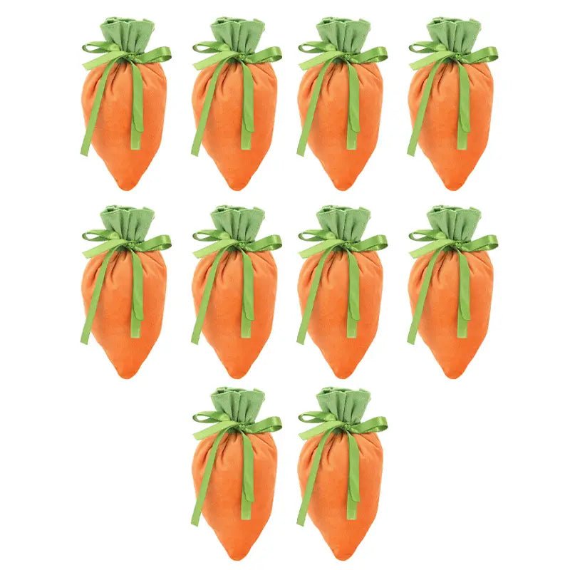 10pcs Velvet Carrot Gift Bags for Easter & Parties - countrycottagebarn