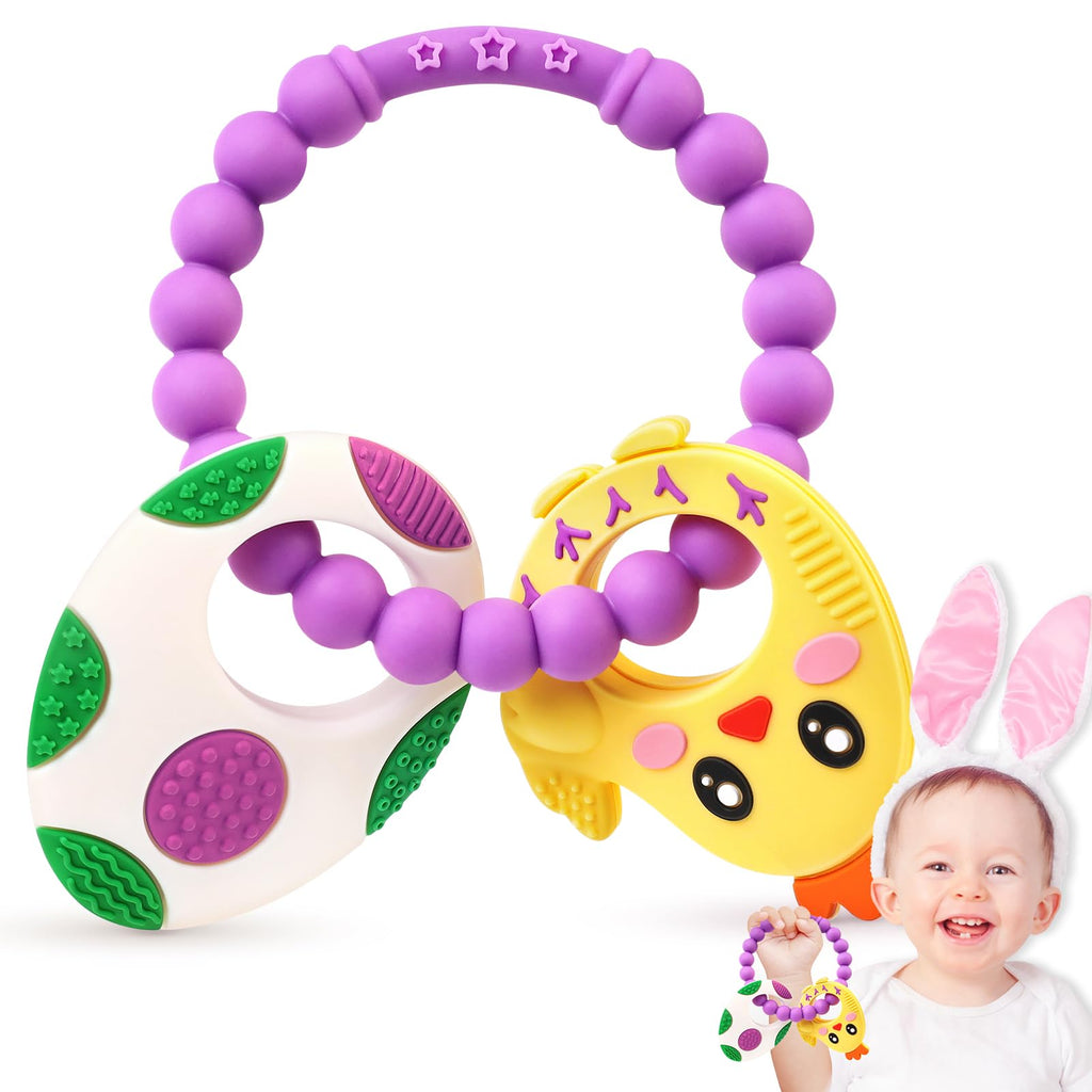 NPET Easter Baby Teething Toy Cute Easter Egg & Hen Colorful Teetning Toy Baby Toy 3 - 12 Months Infant Teething Toy Baby Easter Birthday for Baby Teething Toy with Easter Egg Easter Toy - countrycottagebarn