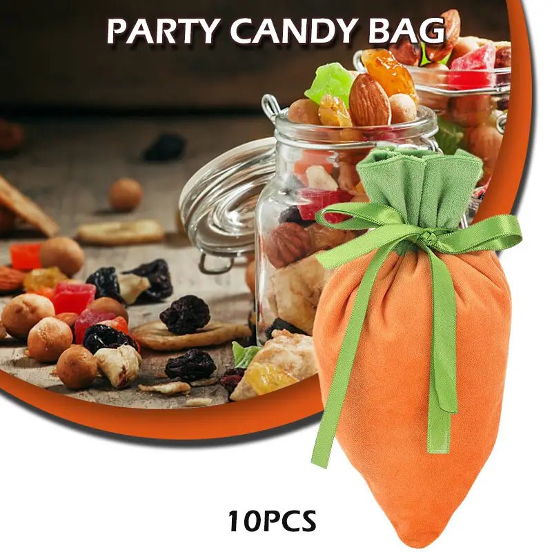 10pcs Velvet Carrot Gift Bags for Easter & Parties - countrycottagebarn