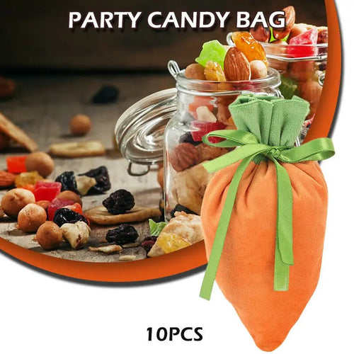 10pcs Velvet Carrot Gift Bags for Easter & Parties - countrycottagebarn