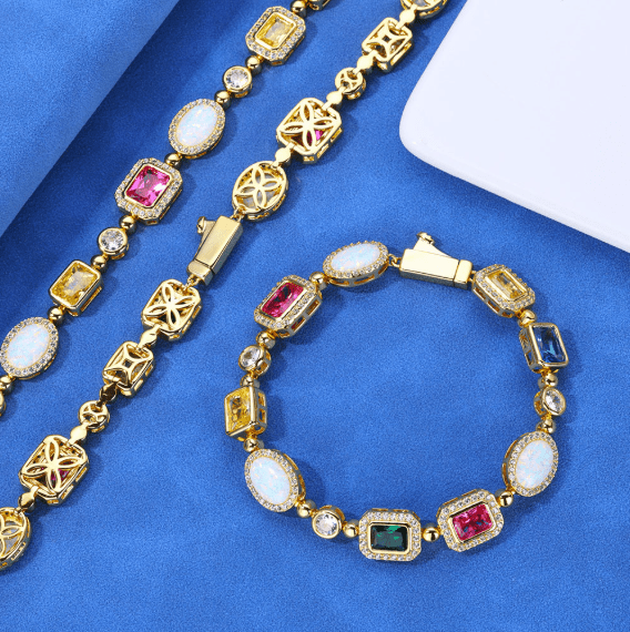 Gold - Plated Hip - Hop Gemstone Necklace - countrycottagebarn