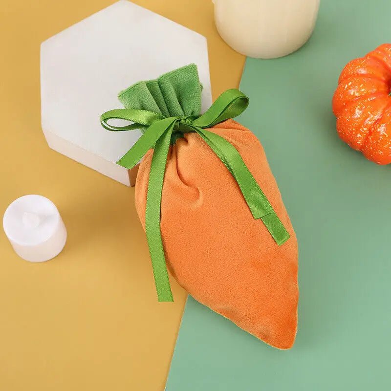 10pcs Velvet Carrot Gift Bags for Easter & Parties - countrycottagebarn