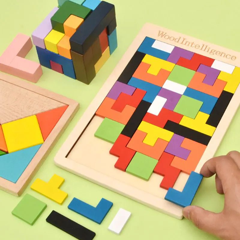 Children's Tetris Wooden Puzzle - countrycottagebarn