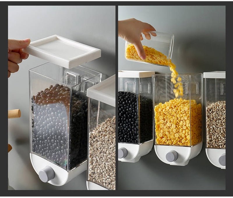 Wall - Mounted Kitchen Multi - Grain Sealed Jars - countrycottagebarn