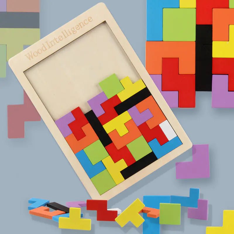 Children's Tetris Wooden Puzzle - countrycottagebarn