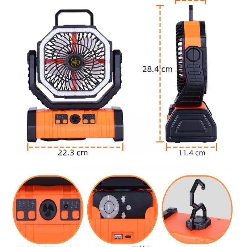 Outdoor Household Power Bank LED Light Camping Fan - countrycottagebarn