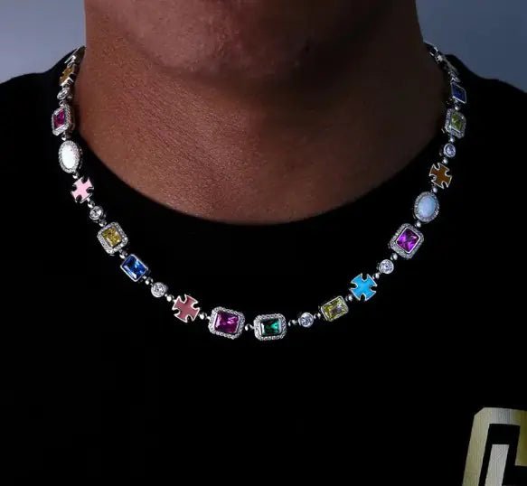 Gold - Plated Hip - Hop Gemstone Necklace - countrycottagebarn